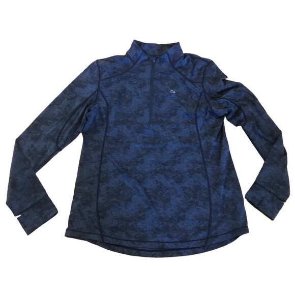 Paradox Mens Blue Camo Quarter-Zip Long Sleeve Shirt XL Polyester & Merino Wool - Picture 2 of 9